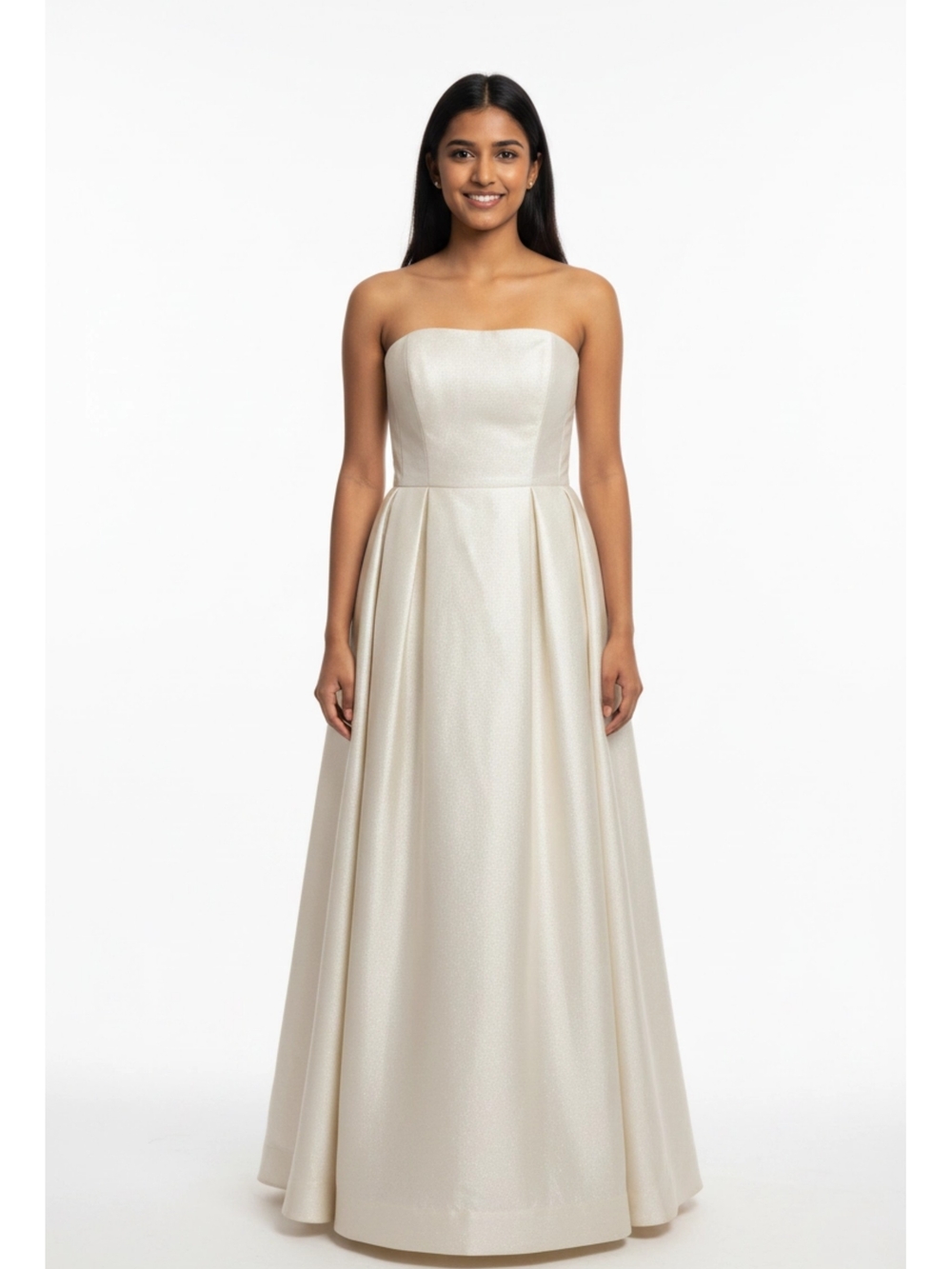 Betsey Johnson Strapless Shimmer Gown Champagne/ Gold A-Line  Maxi Size 14